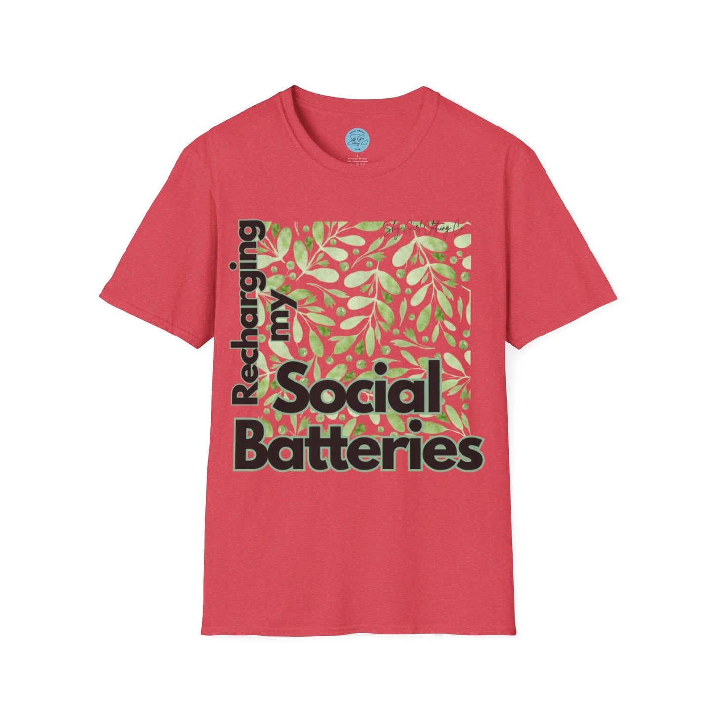Recharging my Social Batteries Unisex Softstyle T-Shirt- Floral