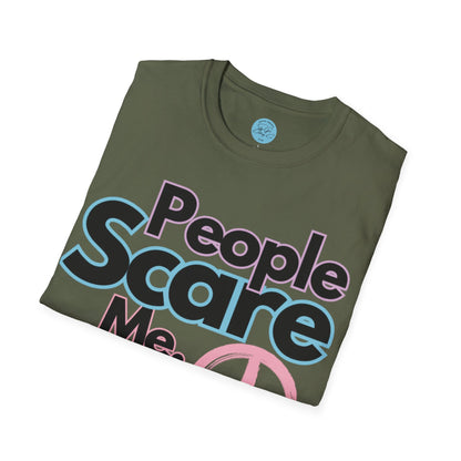 People Scare Me Unisex Softstyle T-Shirt- Peace Sign