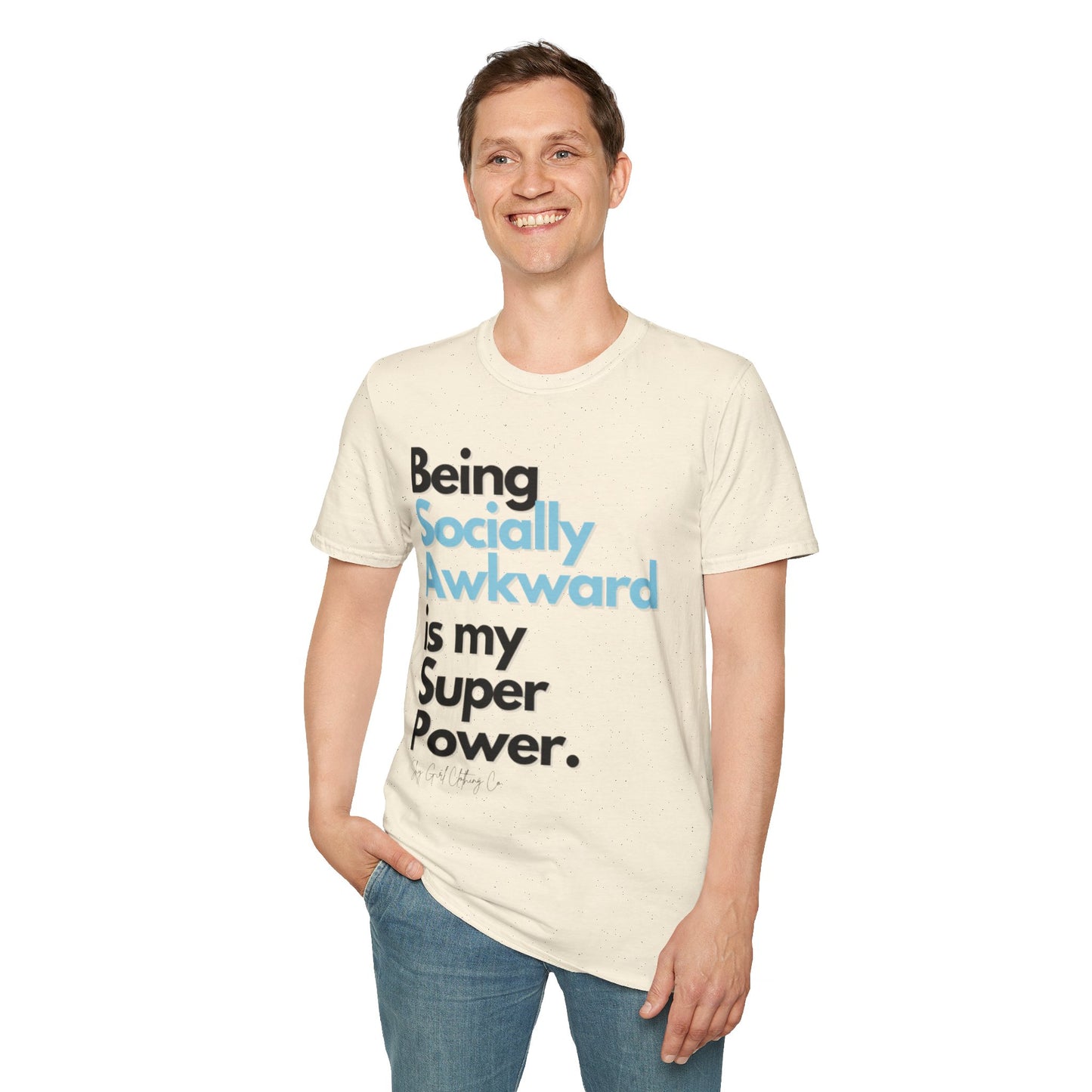 Being Socially Awkward is my Super Power Unisex Softstyle T-Shirt- Standard