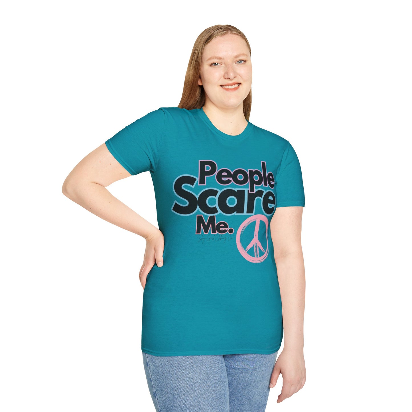 People Scare Me Unisex Softstyle T-Shirt- Peace Sign