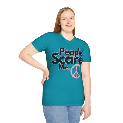 People Scare Me Unisex Softstyle T-Shirt- Peace Sign