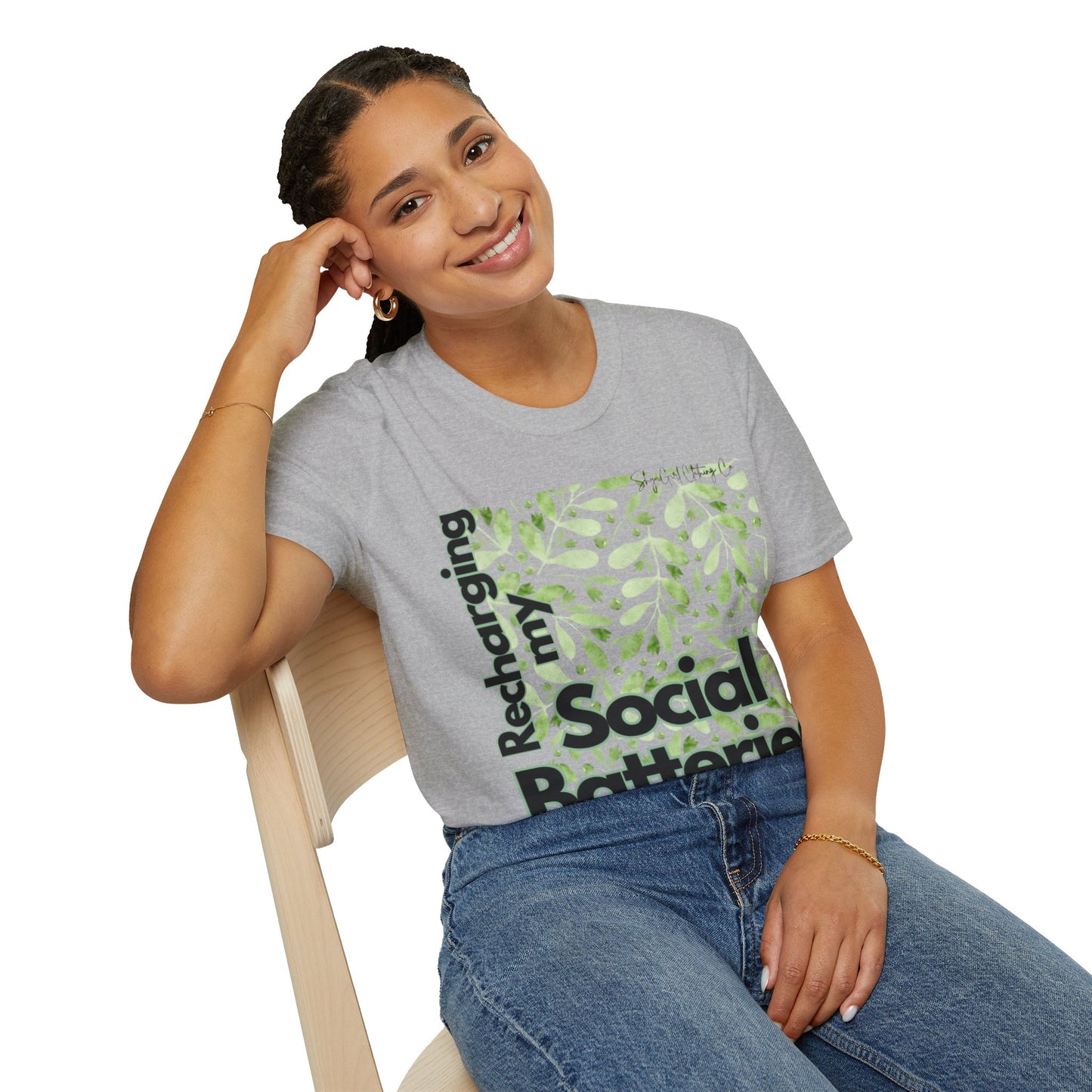 Recharging my Social Batteries Unisex Softstyle T-Shirt- Floral