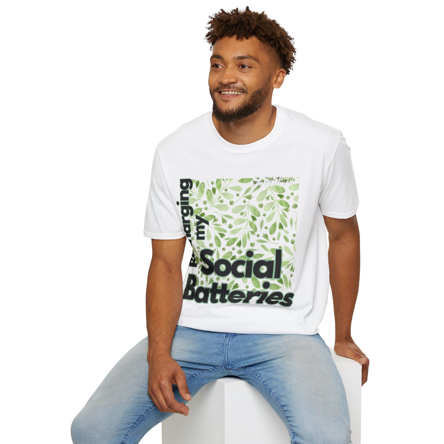 Recharging my Social Batteries Unisex Softstyle T-Shirt- Floral