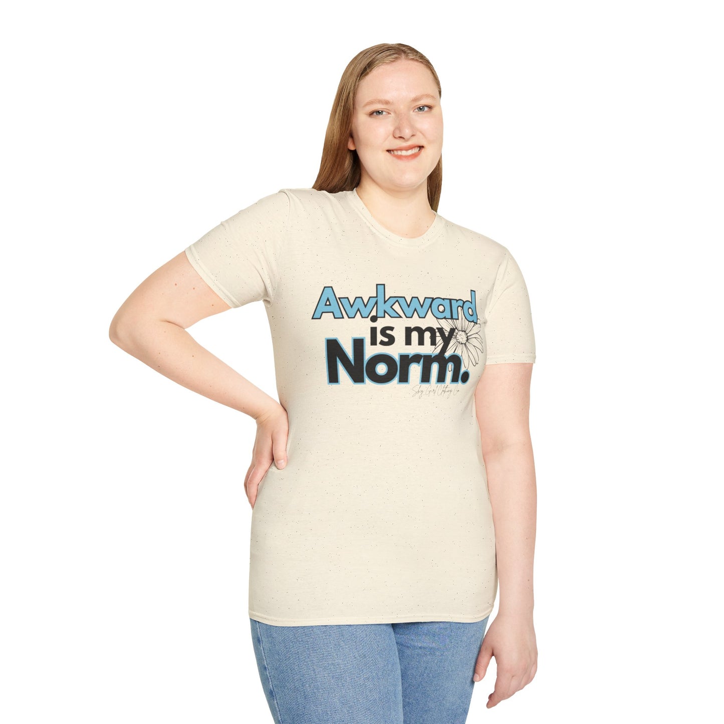 Awkward is my Norm Blue Unisex Softstyle T-Shirt- Floral