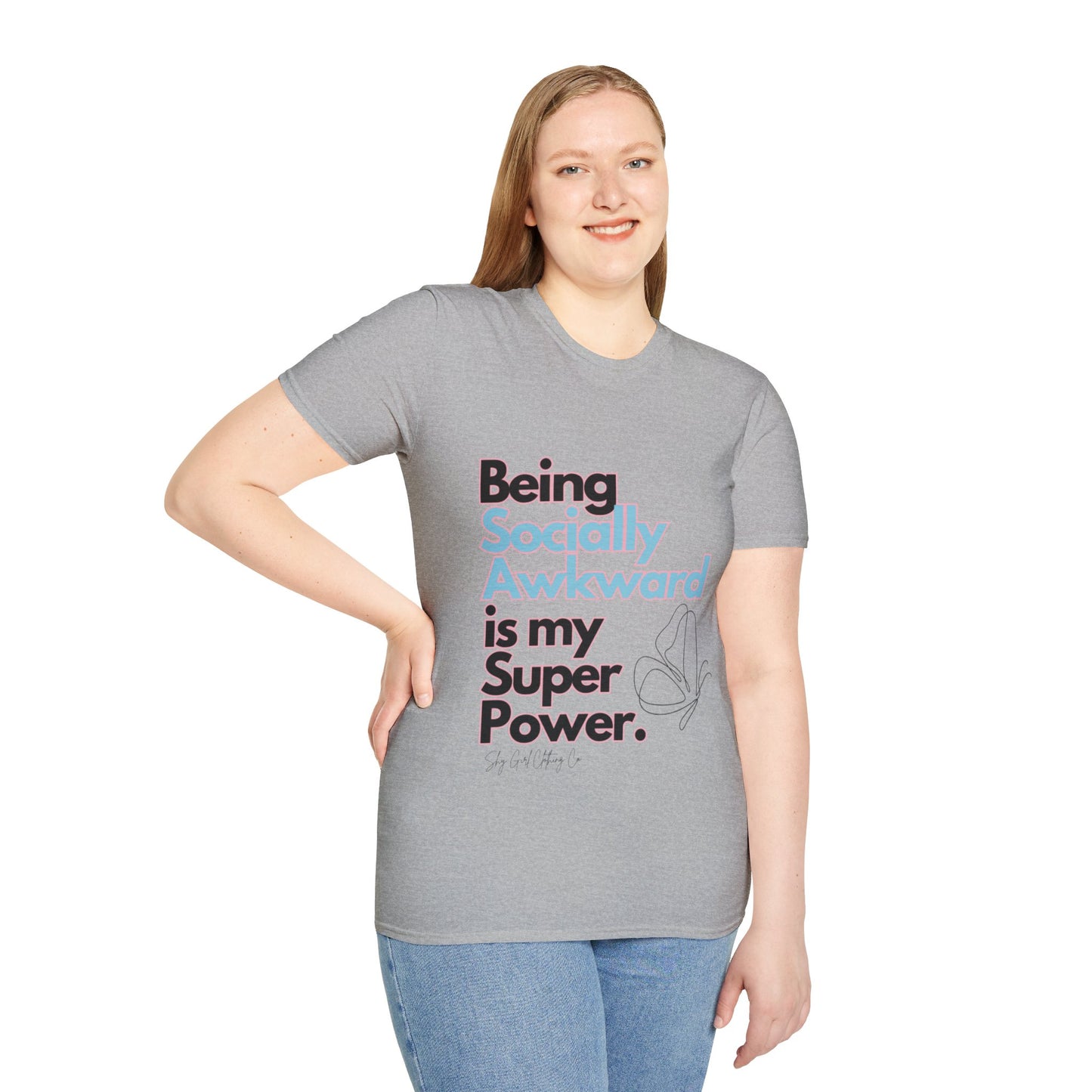 Being Socially Awkward is my Super Power Unisex Softstyle T-Shirt- Butterfly