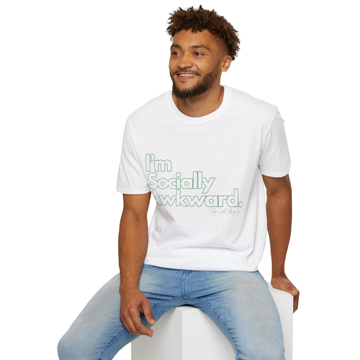 I'm Socially Awkward Unisex Softstyle T-Shirt-Logo White