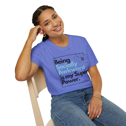 Being Socially Awkward is my Super Power Unisex Softstyle T-Shirt- Boxed Floral