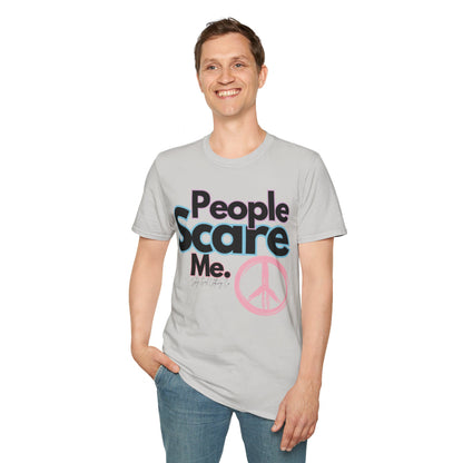 People Scare Me Unisex Softstyle T-Shirt- Peace Sign