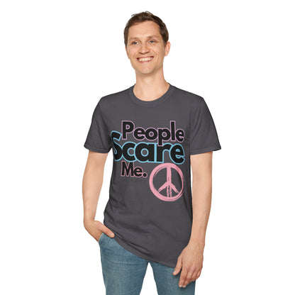 People Scare Me Unisex Softstyle T-Shirt- Peace Sign