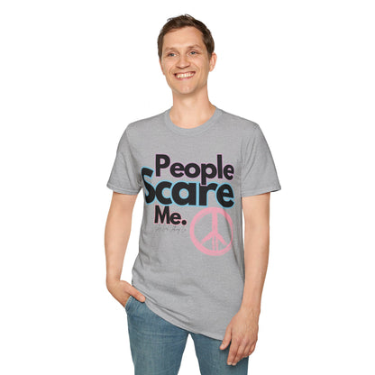People Scare Me Unisex Softstyle T-Shirt- Peace Sign