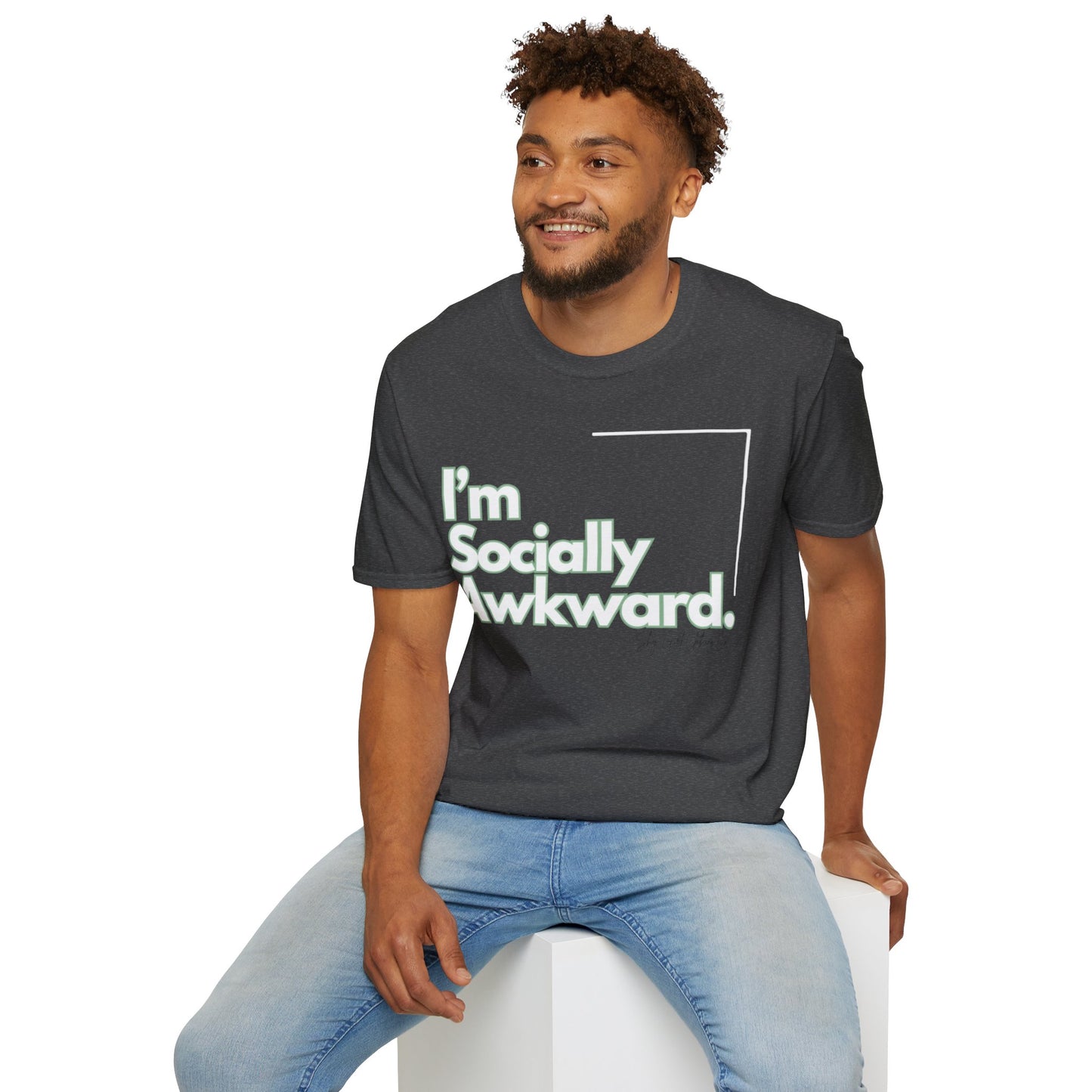 I'm Socially Awkward Unisex Softstyle T-Shirt-Logo White