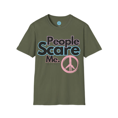 People Scare Me Unisex Softstyle T-Shirt- Peace Sign