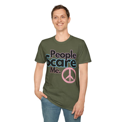 People Scare Me Unisex Softstyle T-Shirt- Peace Sign