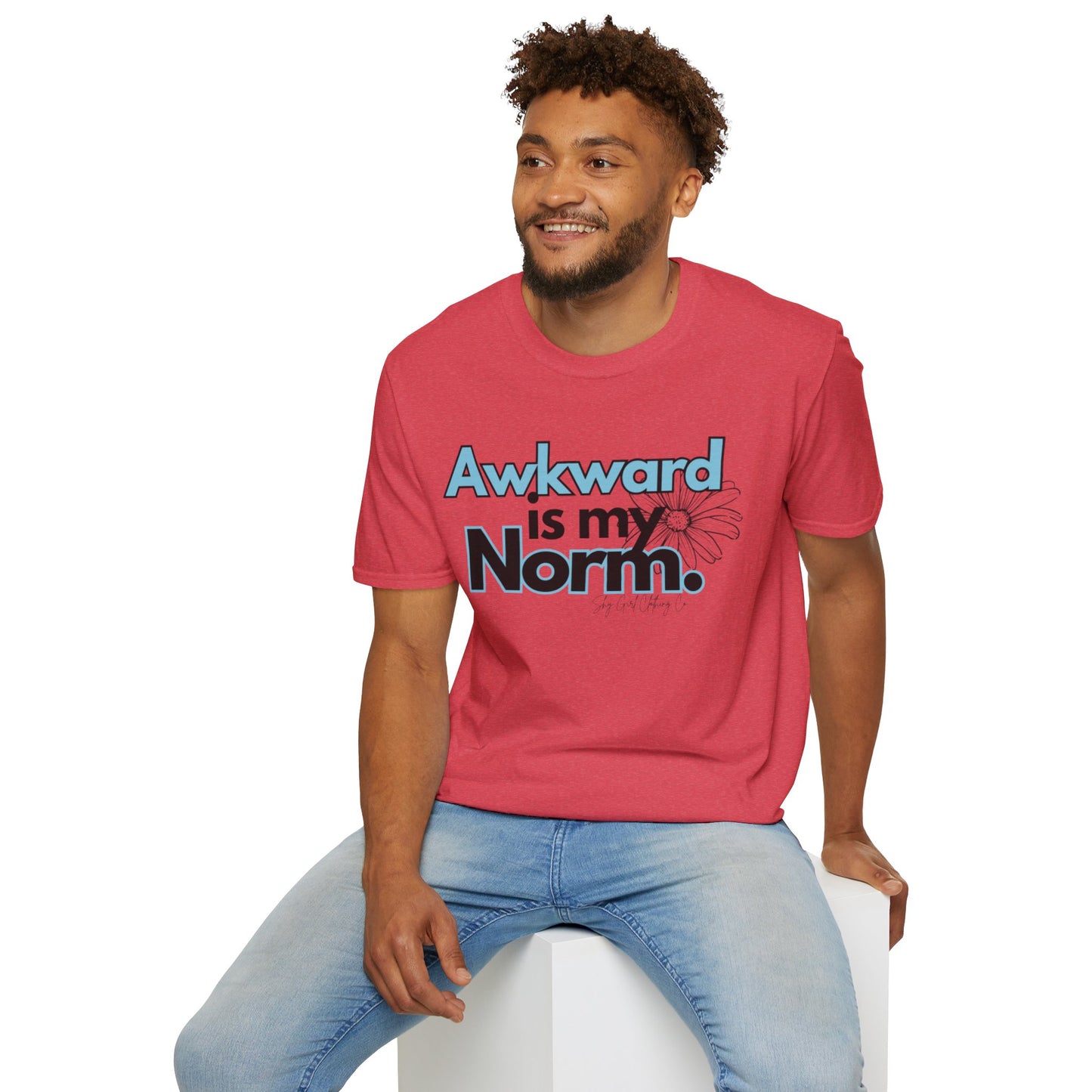 Awkward is my Norm Blue Unisex Softstyle T-Shirt- Floral