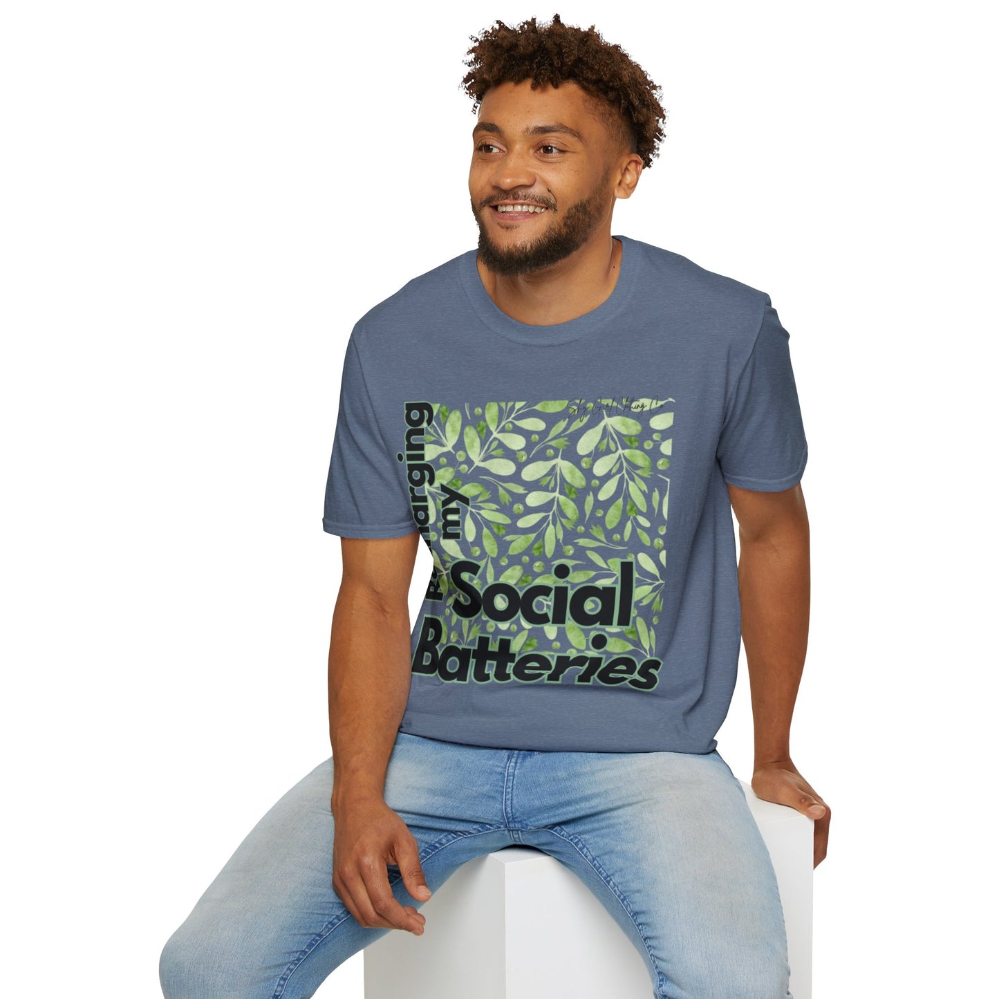 Recharging my Social Batteries Unisex Softstyle T-Shirt- Floral